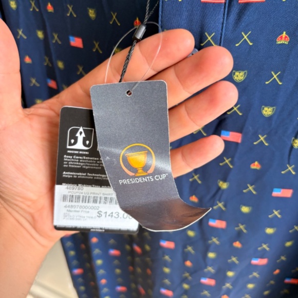 BRAND NEW FJ GOLF Polo Presidents Cup USA flag lightweight polyester NWT - Picture 6 of 11